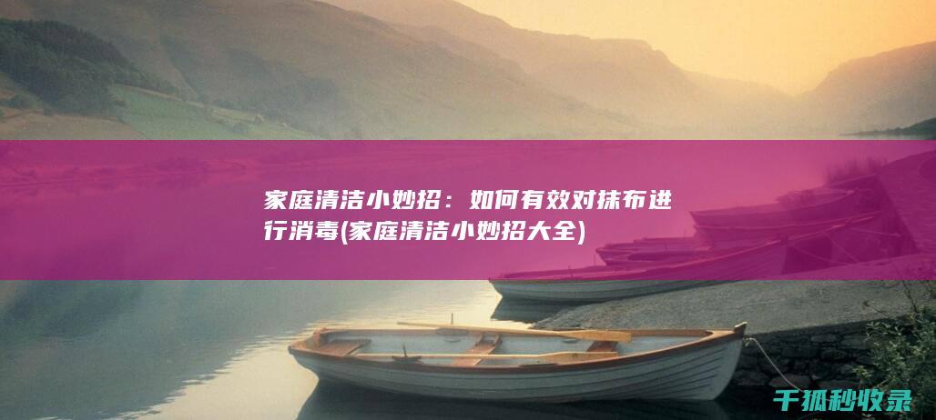 家庭清洁小妙招：如何有效对抹布进行消毒 (家庭清洁小妙招大全)