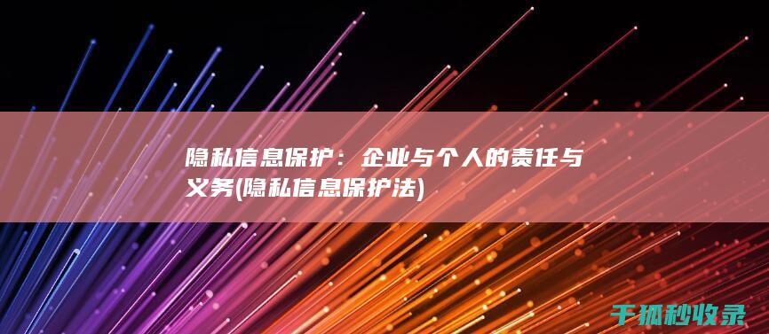 隐私信息保护：企业与个人的责任与义务 (隐私信息保护法)