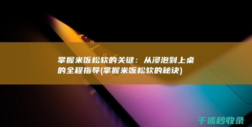 掌握米饭松软的关键：从浸泡到上桌的全程指导 (掌握米饭松软的秘诀)