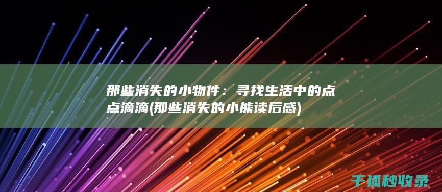 那些消失的小物件：寻找生活中的点点滴滴 (那些消失的小熊读后感)