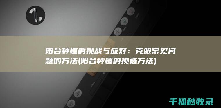 阳台种植的挑战与应对：克服常见问题的方法 (阳台种植的挑选方法)