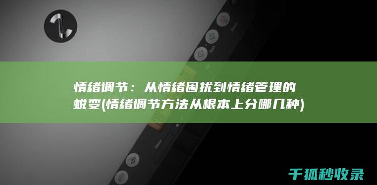 情绪调节：从情绪困扰到情绪管理的蜕变 (情绪调节方法从根本上分哪几种)