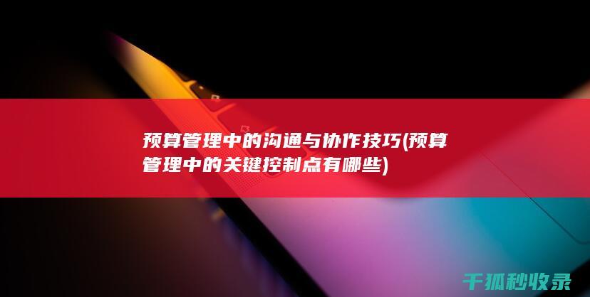 预算管理中的沟通与协作技巧 (预算管理中的关键控制点有哪些)